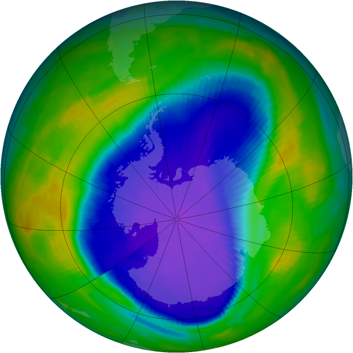 Antarctic ozone map for 25 September 1997